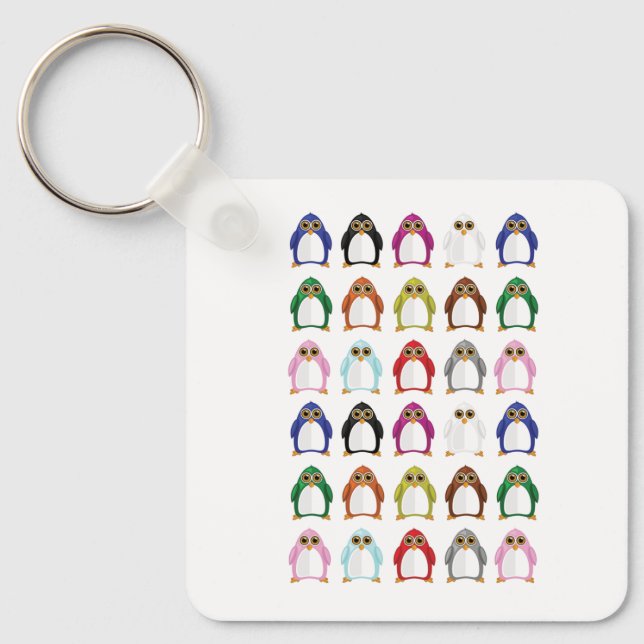 Colourful Penguin Pattern Cute Kawaii Keychain (Front)