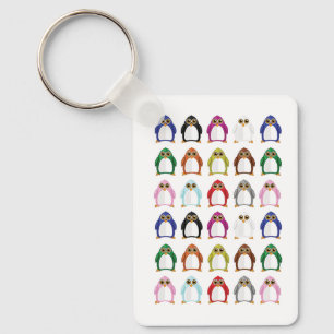 Colourful Penguin Pattern Fun Whimsical Cute Anima Key Ring
