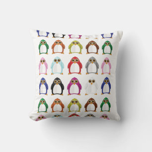 Colourful Penguin Pattern – Modern Rainbow Animal  Cushion
