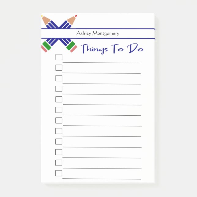 Colourful Pens Things To Do Post-it Notes (Front)