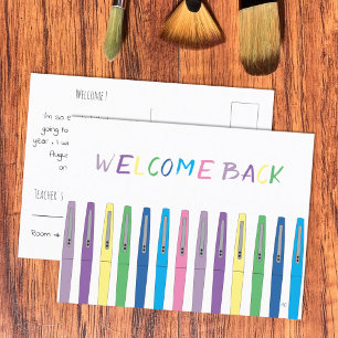 Colourful Pens Welcome Back to School Postcard