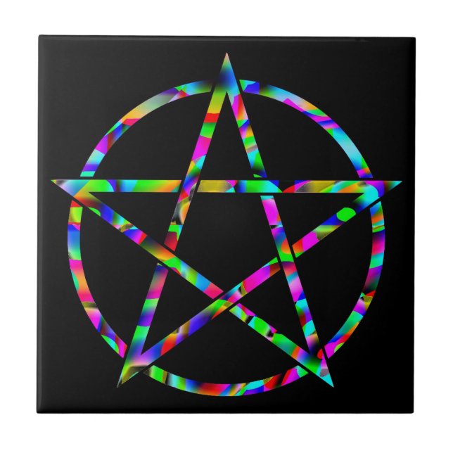 Colourful Pentagram Ceramic Tile (Front)