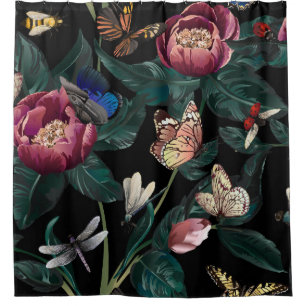 Colourful peonies: big flower pattern. shower curtain
