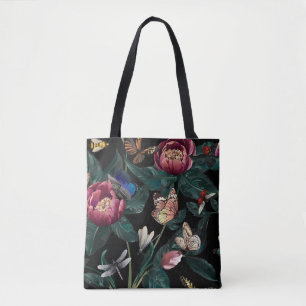 Colourful peonies: big flower pattern. tote bag