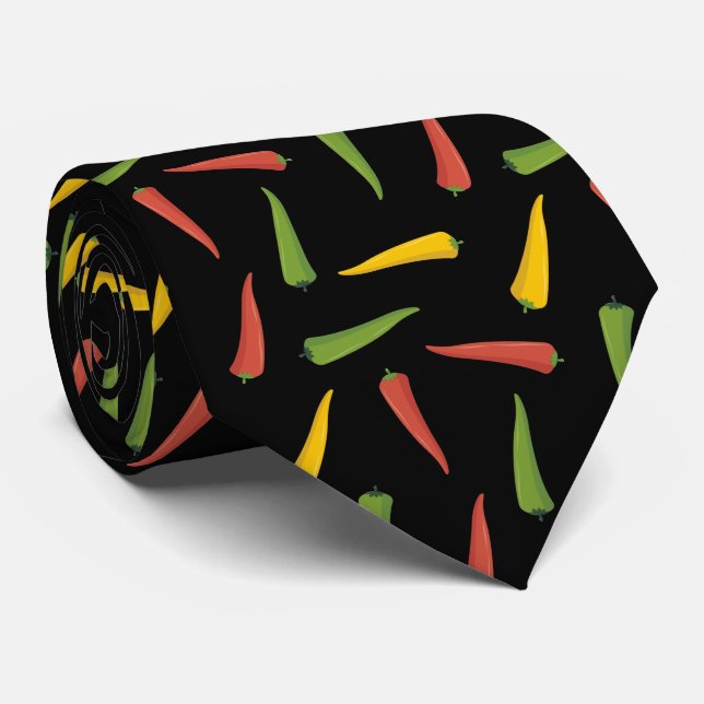 Colourful Peppers Pattern Tie (Rolled)