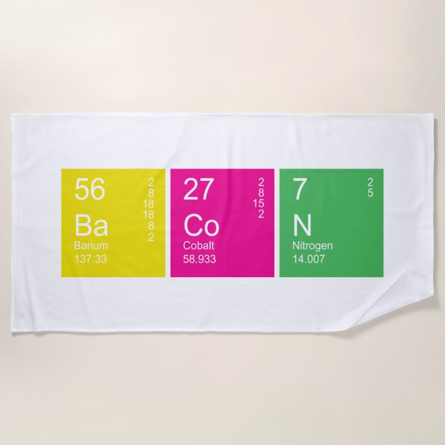 Colourful Periodic Table Bacon Beach Towel (Front)