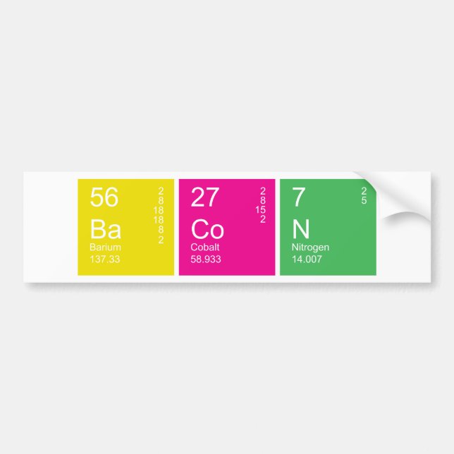 Colourful Periodic Table Bacon Bumper Sticker (Front)