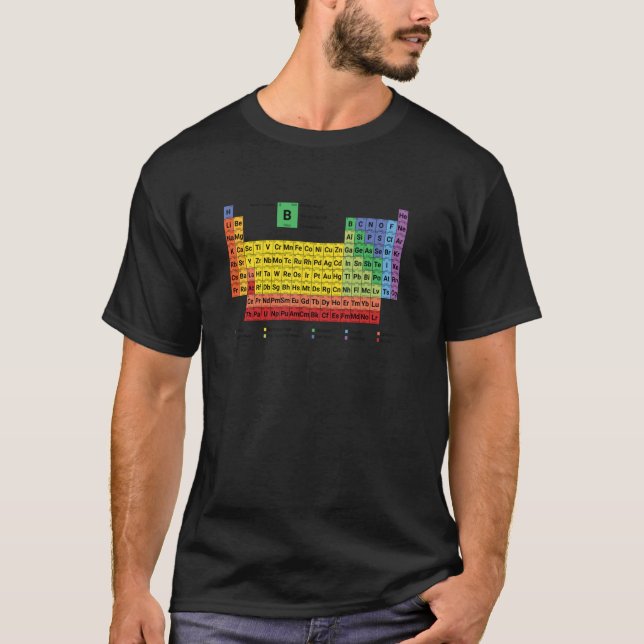 Colourful Periodic Table of Elements with Descript T-Shirt (Front)