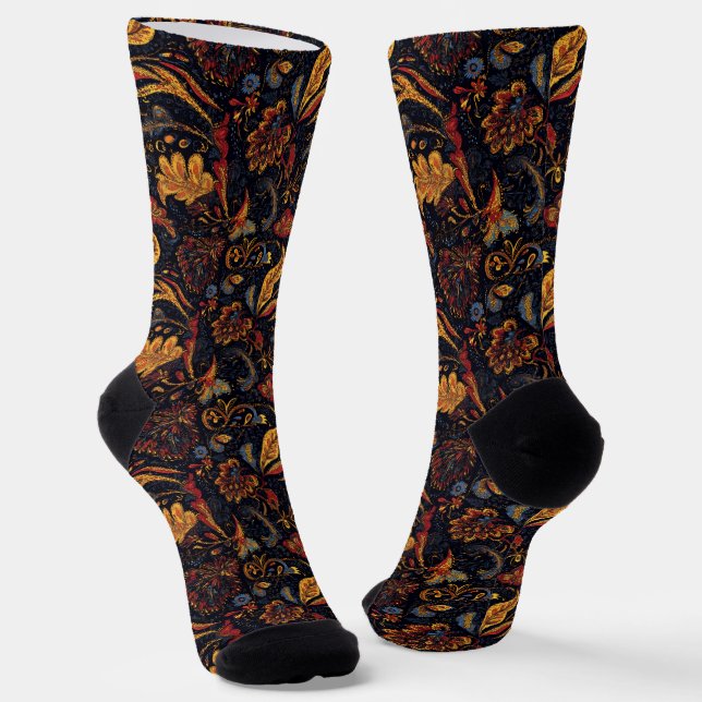 Colourful Persian Floral Pattern Socks (Angled)