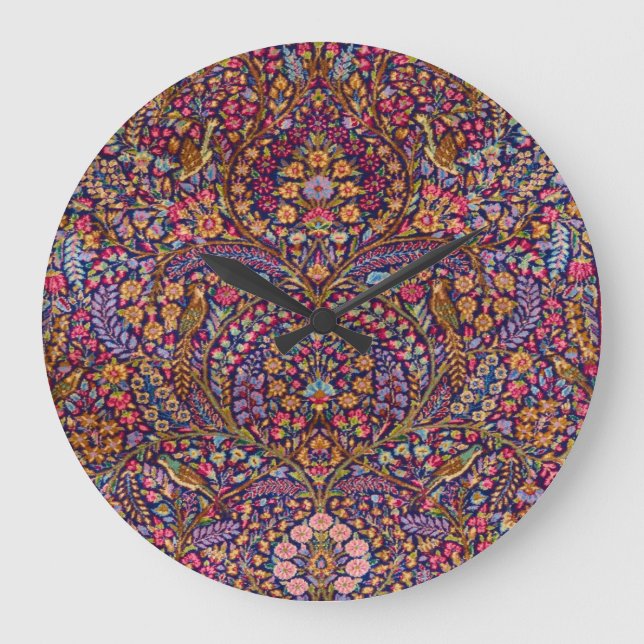 Colourful Persian Rug Pattern Large Clock (Front)