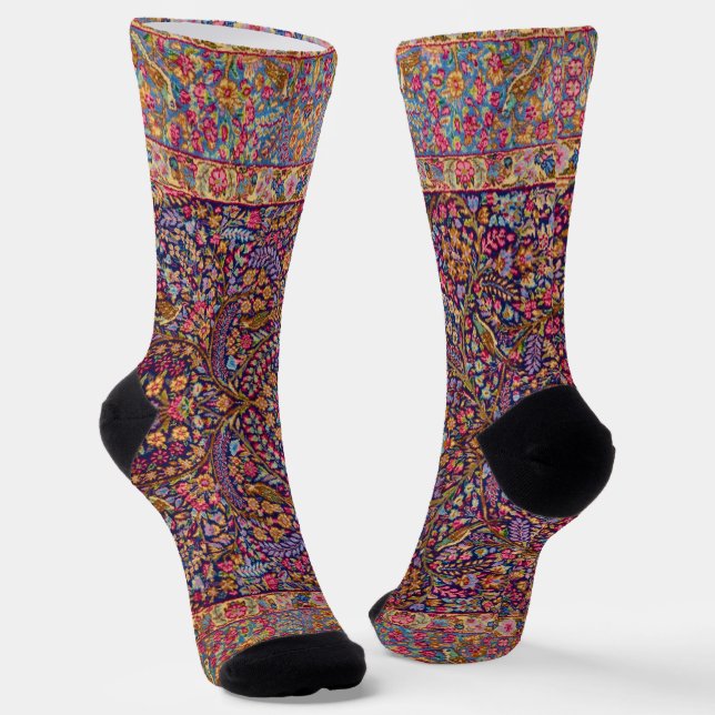 Colourful Persian Rug Pattern Socks (Angled)