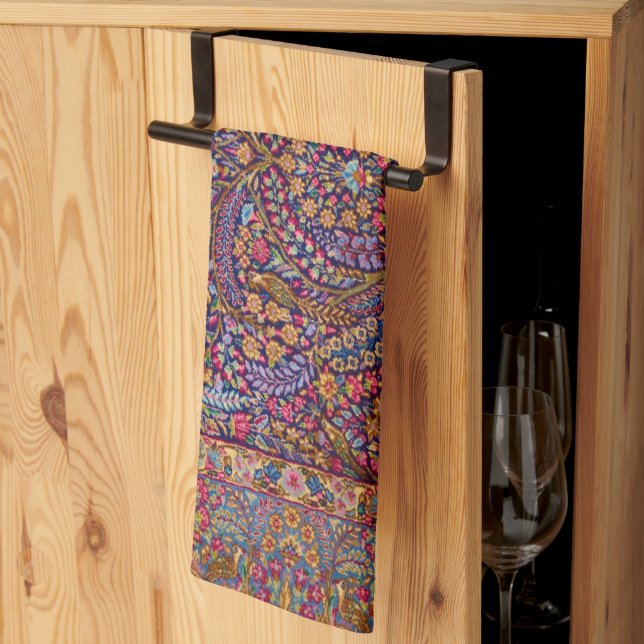 Colourful Persian Rug Pattern Tea Towel (Thirds Fold)