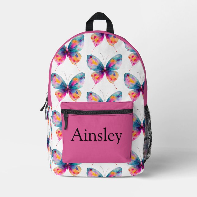 Colourful personalised backpack, kids cute printed backpack (Front)