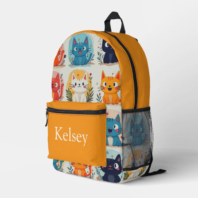 Colourful personalised backpack, kids cute printed backpack (Back Corner Right)