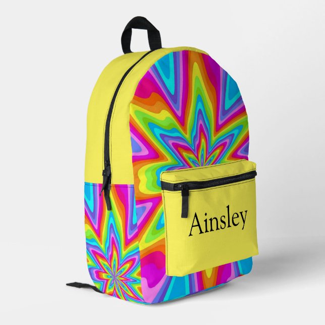 Colourful personalised backpack, kids cute printed backpack (Back Corner Left)