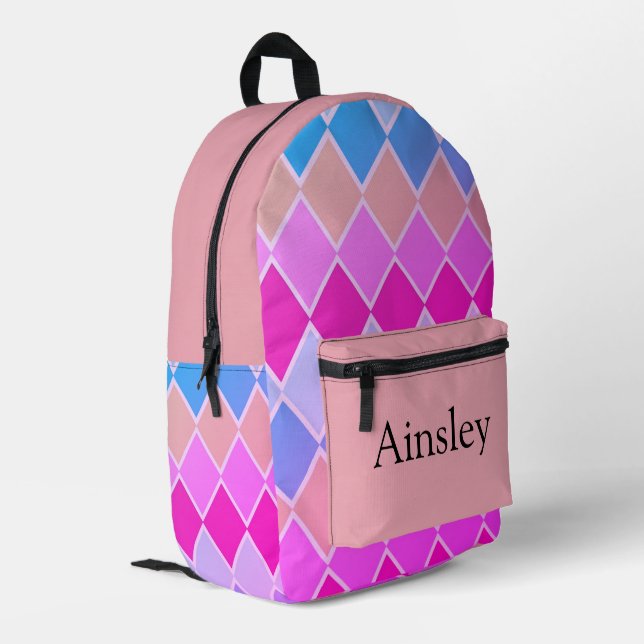 Colourful personalised backpack, kids cute printed backpack (Back Corner Left)