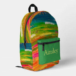 Colourful personalised backpack, kids rainbow printed backpack