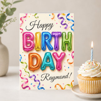 Colourful Personalised Balloon Letter Birthday Car Card