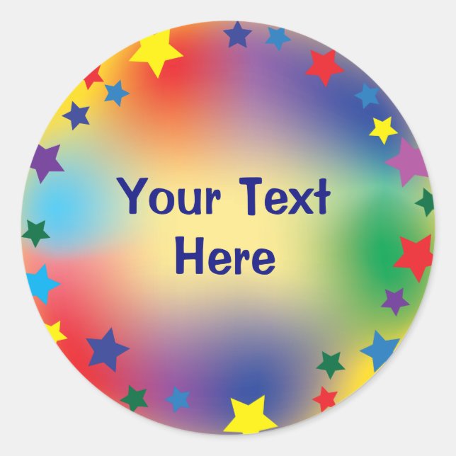 Colourful Personalised Circle of Stars Classic Round Sticker (Front)