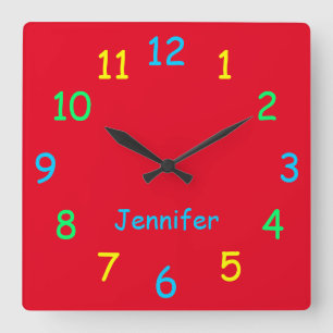 Colourful Personalised Clock Custom Cheery Red
