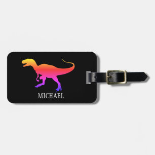 Colourful Personalised dinosaur travel Luggage Tag