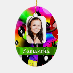 Colourful personalised photo template ceramic ornament