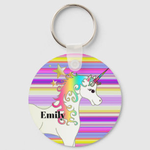 Colourful Personalised Rainbow Unicorn Key Ring