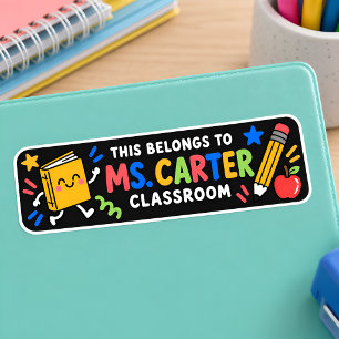 Colourful Personalised Teacher Classroom Return Address Label