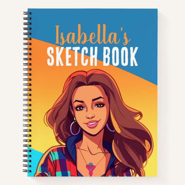 Colourful Personalised Teen Girl Sketch Book (Front)
