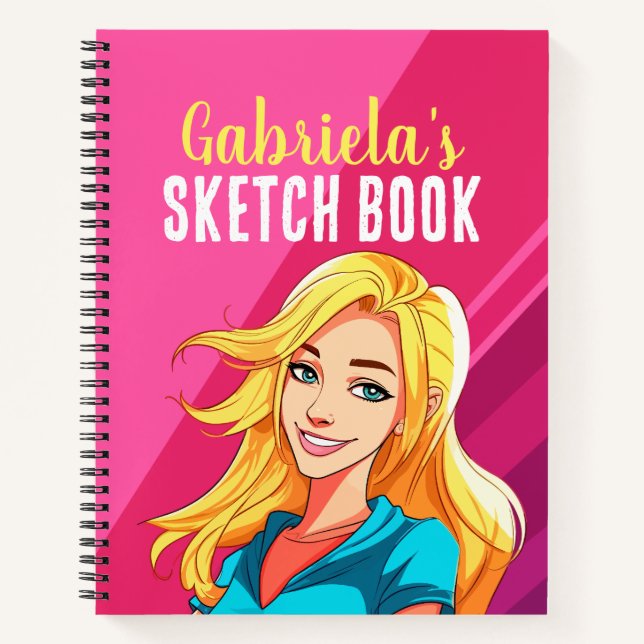 Colourful Personalised Teen Girl Sketch Book (Front)