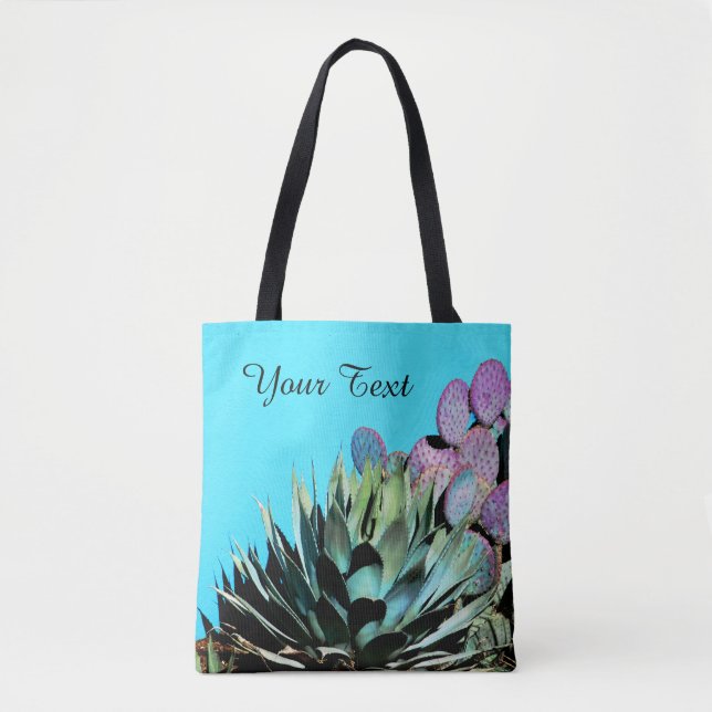 Colourful Personalised Tote, Agave & Cactus Tote Bag (Front)