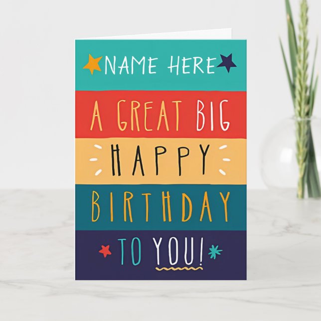 Colourful Personalised Typography Birthday    Card (Front)