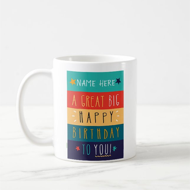 Colourful Personalised Typography Birthday    Coffee Mug (Left)