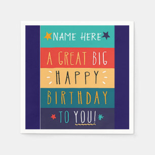 Colourful Personalised Typography Birthday    Napkin