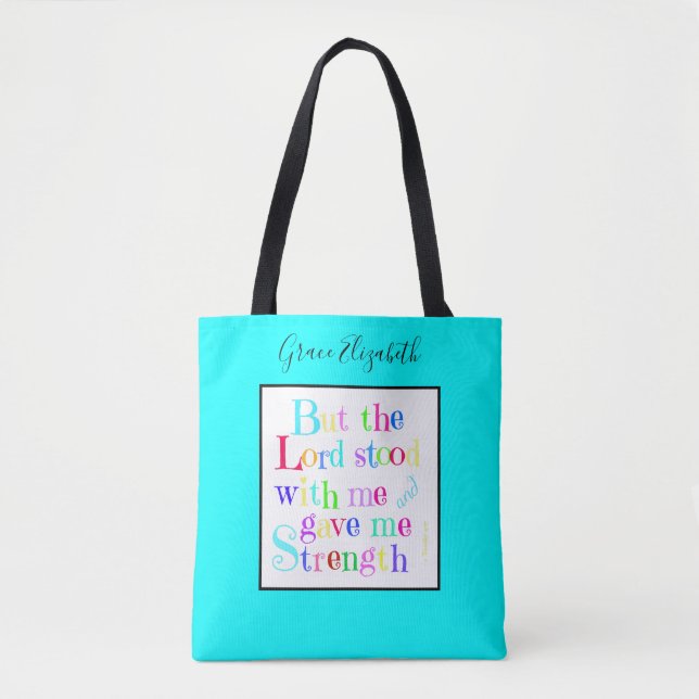 Colourful Personalised, w/ Scripture Verse Tote Bag (Front)