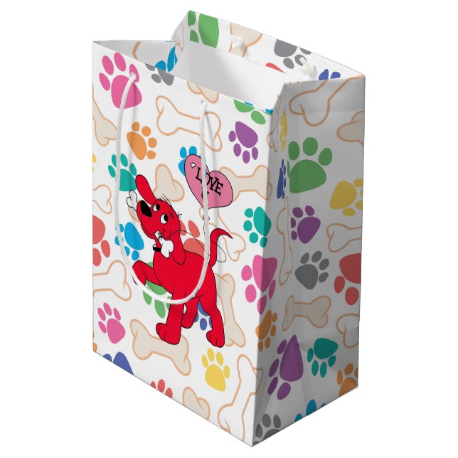 Colourful Pet Dog Paws  Medium Gift Bag (Back Angled)