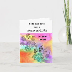 Colourful Pet Paw Prints Greeting Card