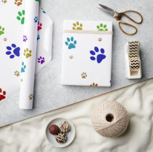 Colourful Pet Paws Wrapping Paper