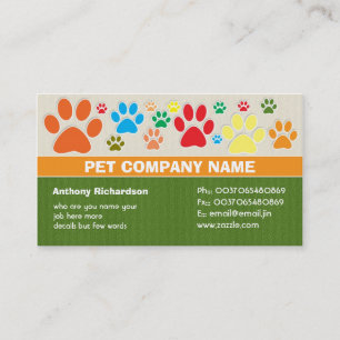 colourful pet pets care veterinary business cards