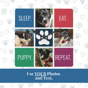 Colourful Pet Photo Animal Lover's Modern Geometri Square Wall Clock