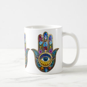 Colourful Petals Leaves Hamsa Sapphire Third Eye Coffee Mug