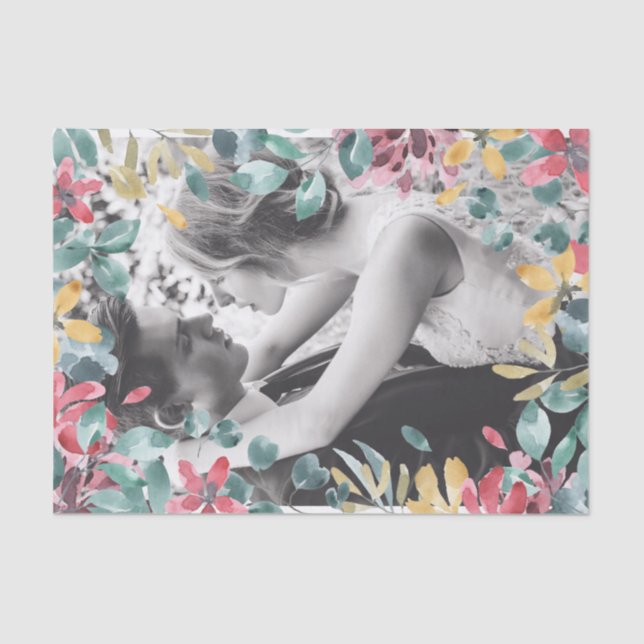 Colourful Petals Leaves Overlay Add Your Own Photo Tissue Paper (Front)