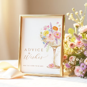 Colourful Petals Prosecco Advice Wishes Table Sign