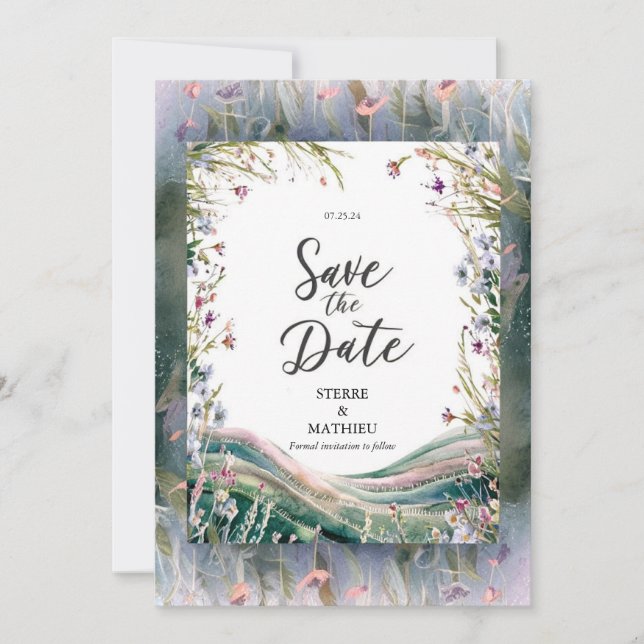 Colourful Petals Wildflower Wedding Save The Date (Front)