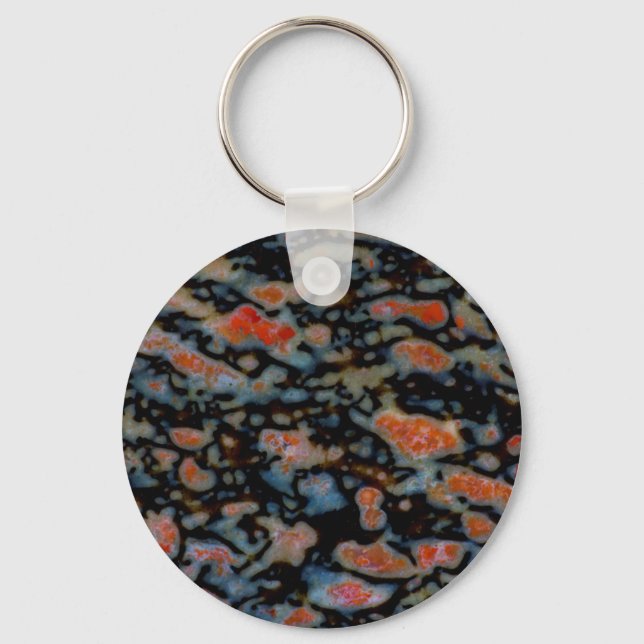 Colourful Petrified Dinosaur Bone Key Ring (Front)
