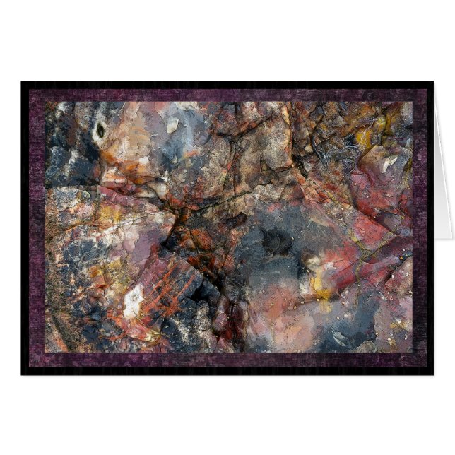 Colourful petrified wood, 7"x5" card, blank (Front Horizontal)
