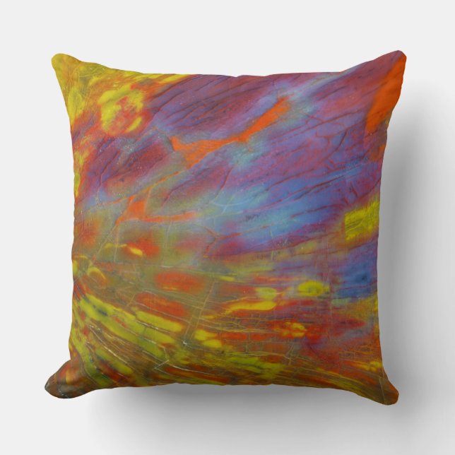 Colourful Petrified Wood close-up Cushion (Front)