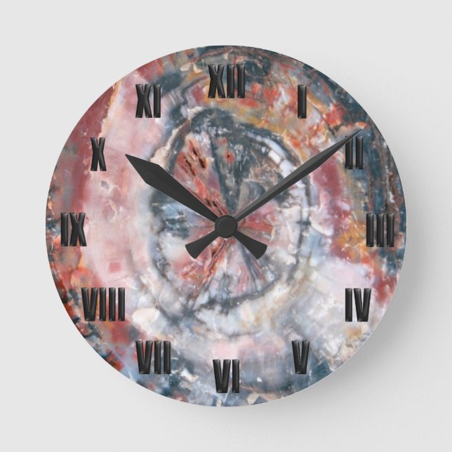 Colourful Petrified Wood photo Round Clock (Front)