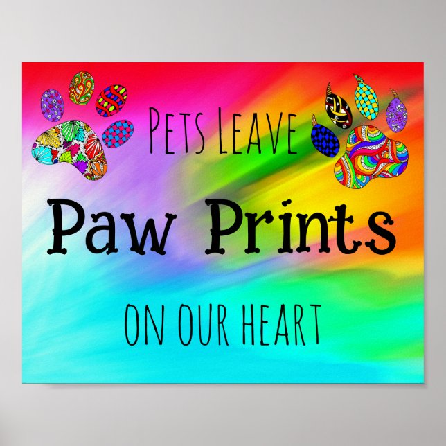Colourful Pets Leave Paw Prints on our Heart Poste (Front)