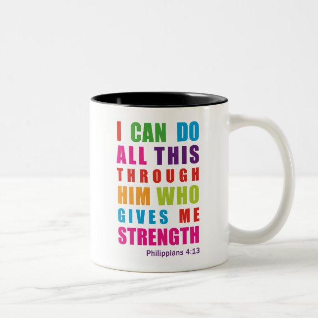 Colourful Philippians 4:13 Bible Scripture Mug (Right)